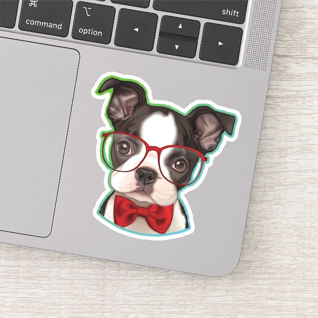 Adesivo Hipster de arte Pop bonito de Boston Terrier (Detalhe)