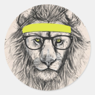 Adesivo hipster de leão (fundo claro)