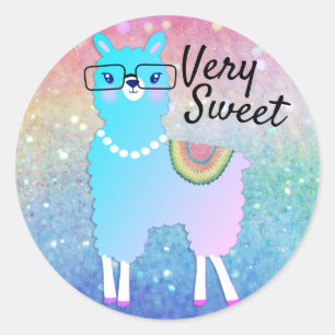 Adesivo Hipster Llama Rainbow Glitter Ombre