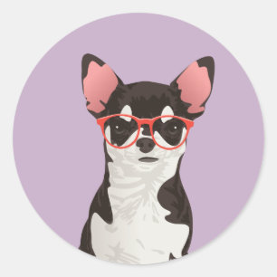 Adesivo Hipster preto e branco Chihuahua Sticker
