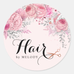 Adesivo Hirestilista de tesouras de rosa de cobre elegante