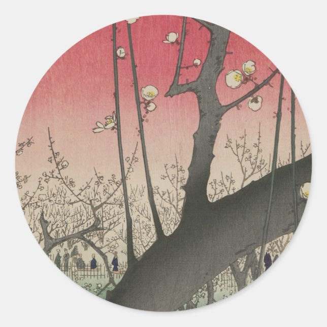 Adesivo Hiroshige Plum Estate Kameido: Japonês Vintage (Frente)