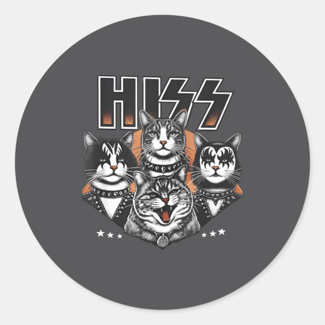 Adesivo Hiss Funny Cats Kittens Rock Rockin Funny Cat  (Frente)