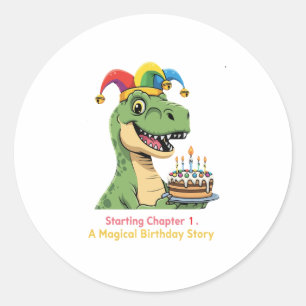 Adesivo História Mágica do Primeiro Aniversário do Dinossa