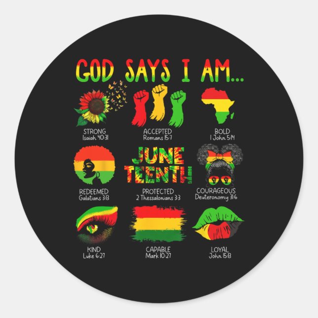 Adesivo História Negra Juneteenth Deus Diz Que Eu Sou Cris (Frente)
