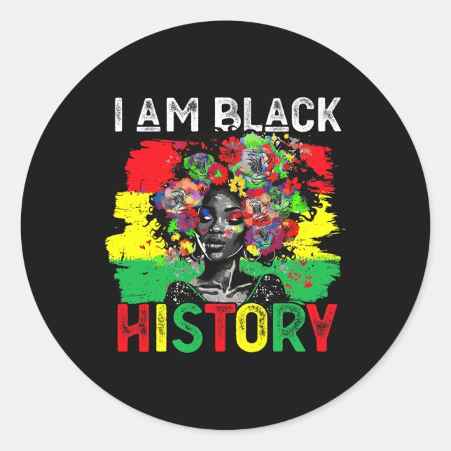 Adesivo História Negra Mês Mulher Africana I Am Black Hist (Frente)