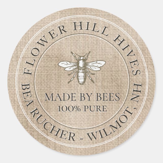 Adesivo Hive Products Muslin Mini Label with Heraldic Bee (Frente)