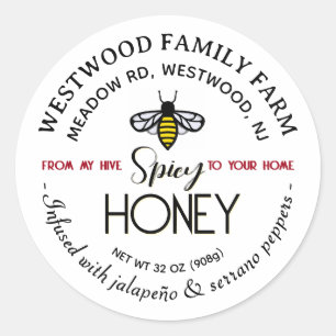 Adesivo HIVE to HOME Hot Honey Label Bee Spicy Jalapeño