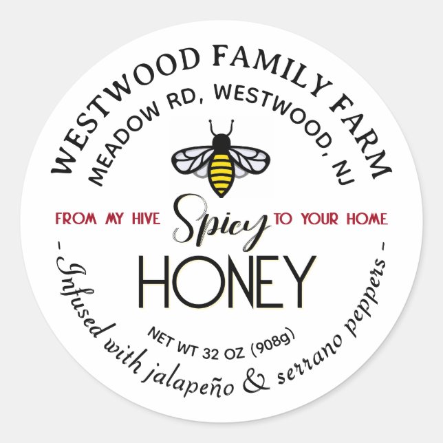 Adesivo HIVE to HOME Hot Honey Label Bee Spicy Jalapeño (Frente)
