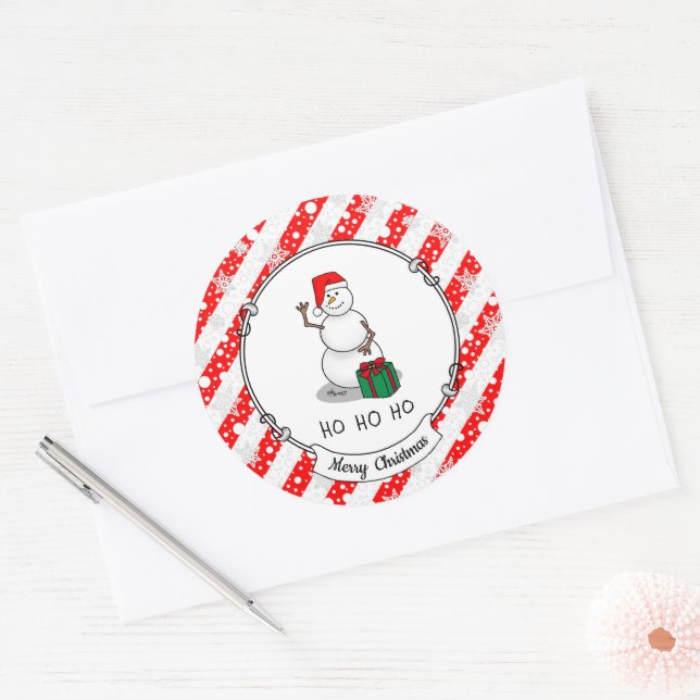 Adesivo Ho Ho Feliz Papais noeis de Natal Bonito Snowman (Envelope)
