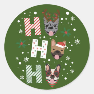 Adesivo Ho Ho Ho Buldogue Francês Feliz Natal