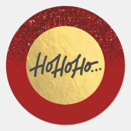 Adesivo HO HO HO Natal Férias Vermelho Brilho Folha Dourad