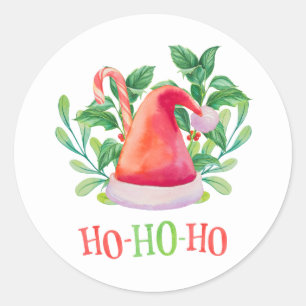 Adesivo  Ho Ho Ho. Natal floral com aquarela.Papai Noel