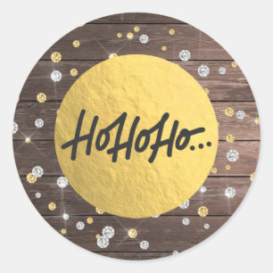 Adesivo HO HO HO Natal Madeira Prata Dourado Folha