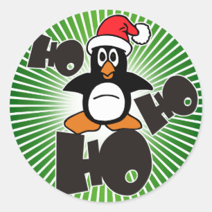 Adesivo Ho Ho Ho - pinguim - Feliz Natal + seu backgr