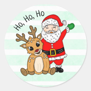 Adesivo Ho Ho Ho Rena e Papai Noel Natal