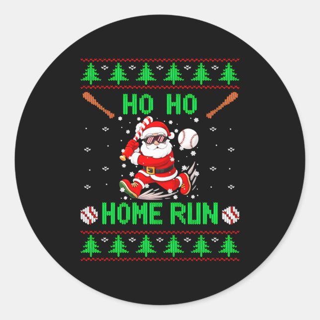 Adesivo Ho Ho Home Run Baseball Christmas Santa Ugly Xmas  (Frente)