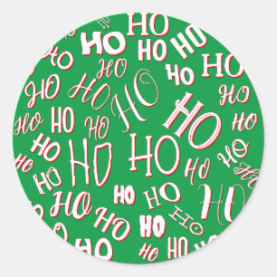 Adesivo HO HO Padrão de texto de Natal branco verde