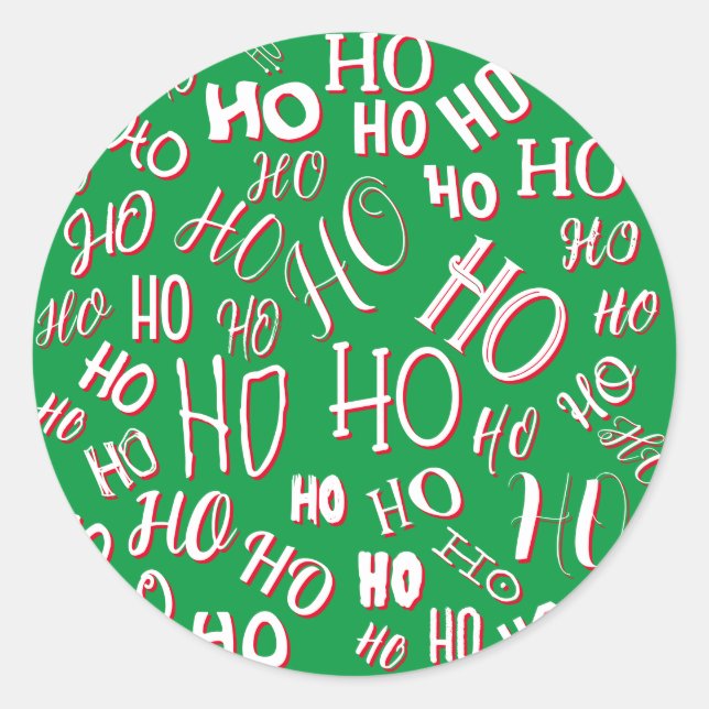 Adesivo HO HO Padrão de texto de Natal branco verde (Frente)