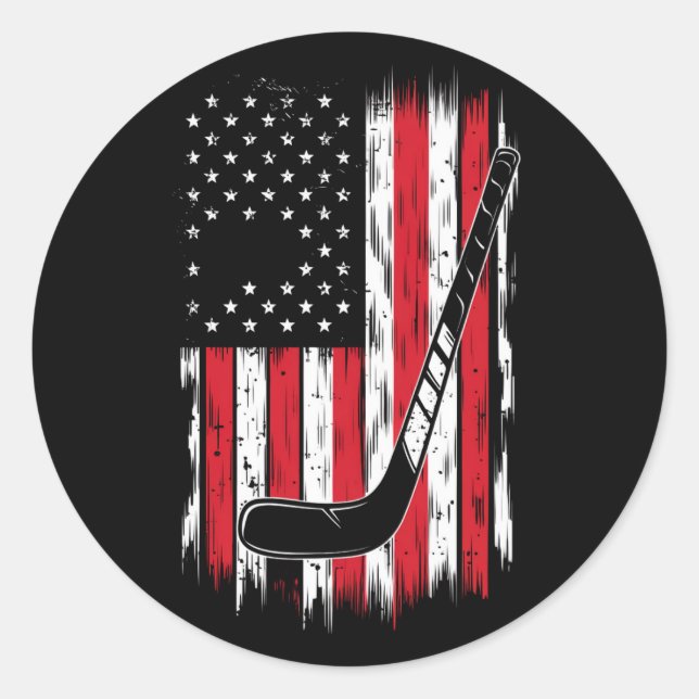 Adesivo Hockey American Flag Sports Retro Vintage (Frente)