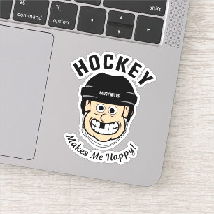 Adesivo Hockey Me Torna Feliz Laptop De Jogador De Cartoon