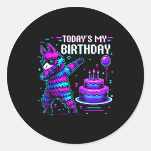 Adesivo Hoje é Meu Aniversário Llama Pinata Festa de Anive
