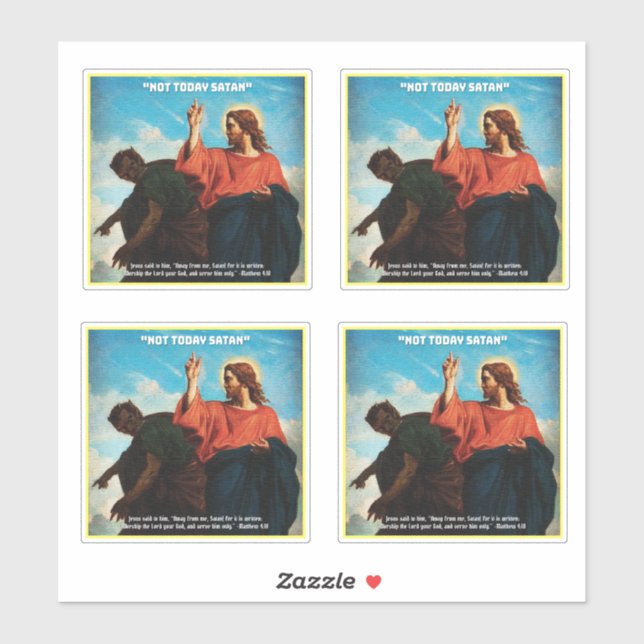 Adesivo Hoje não, Satã Matthew 4:10 (Folha)