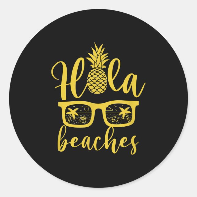 Adesivo Hola Beaches Pineapple Funny Beach Férias Summer (Frente)