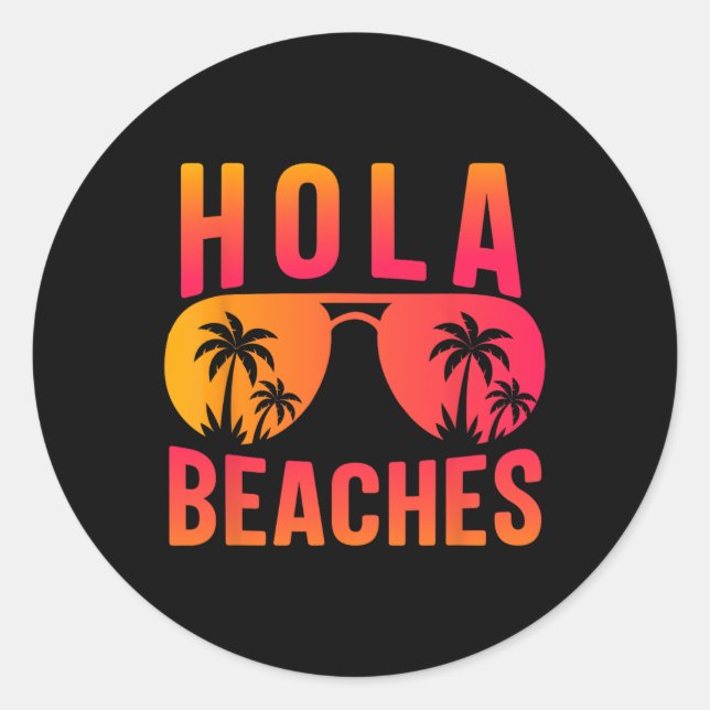 Adesivo Hola Beaches Retro Sunset Funny Summer Vibes (Frente)