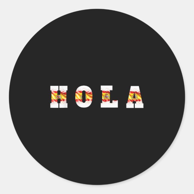 Adesivo Hola Text Com Bandeira Espanhola, Saudação Espanho (Frente)