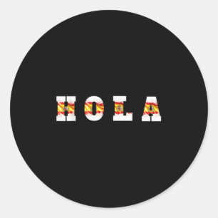Adesivo Hola Text Com Bandeira Espanhola, Saudação Espanho