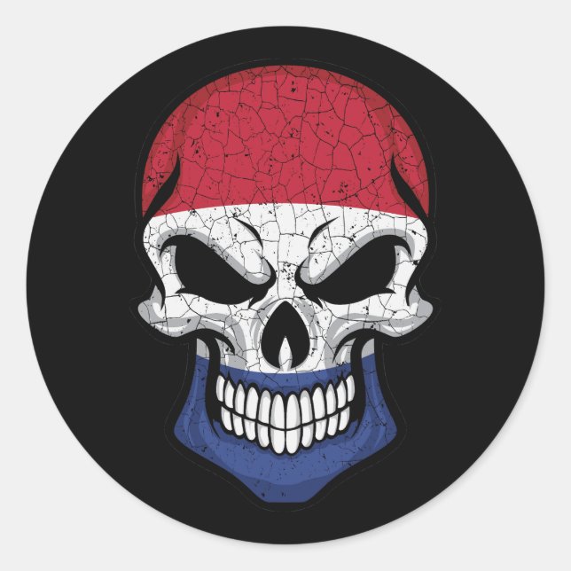 Adesivo Holanda Smiling Skull Flag (Frente)