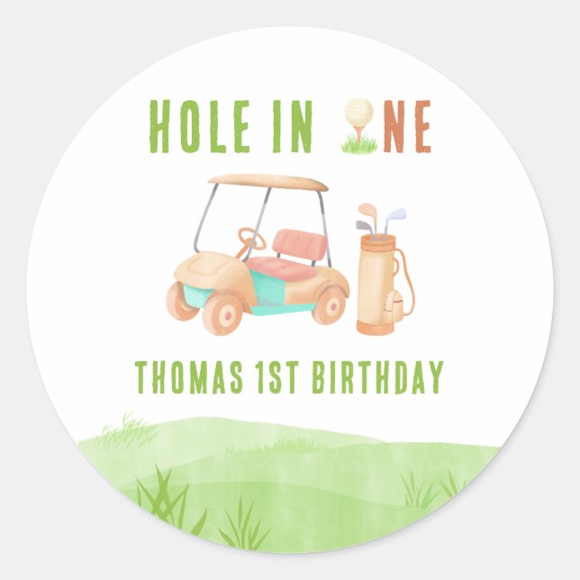 Adesivo Hole In One First Birthday Party (Frente)