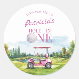 Adesivo Hole In One Pink Golf 1st Birthday 