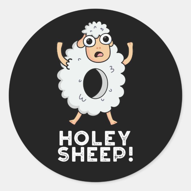 Adesivo Holey Sheep Funny Animal Pun Dark BG (Frente)