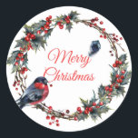 Adesivo Holiday Bulfinch Berry Mistletoe Christmas Wreath<br><div class="desc">Itens correspondentes disponíveis.</div>