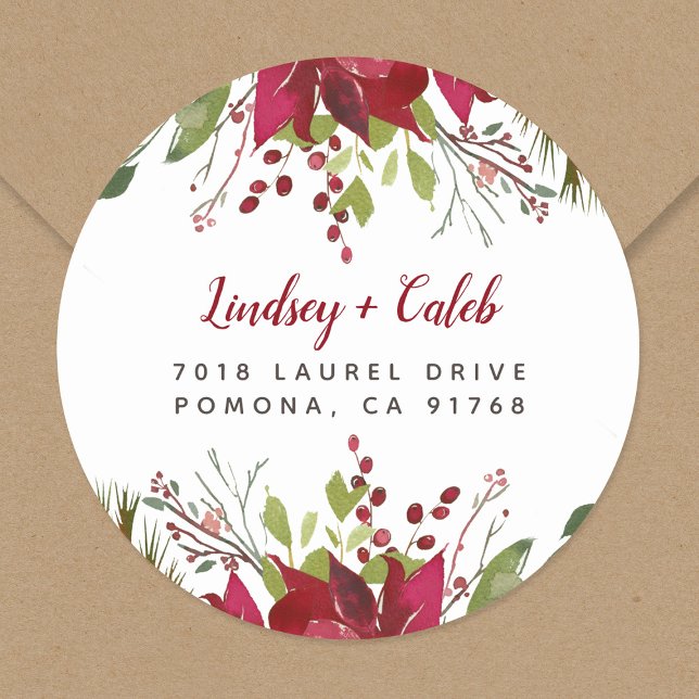 Adesivo Holiday Greenery Endereço de Regresso de Natal (Criador carregado)