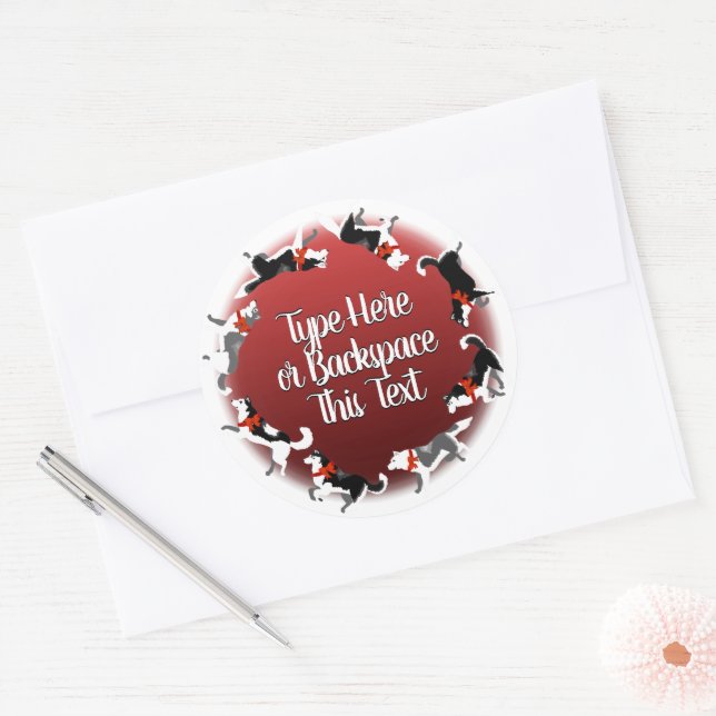 Adesivo Holiday Husky Stickers Custom Sled Dog Stickers (Envelope)