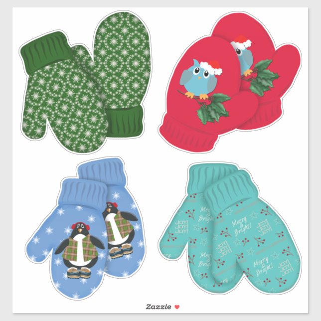 Adesivo Holiday Mittens | Decoração de Natal | Grande (Folha)