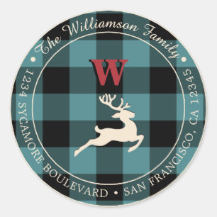 Adesivo Holiday Red Monograma Teal Gingham