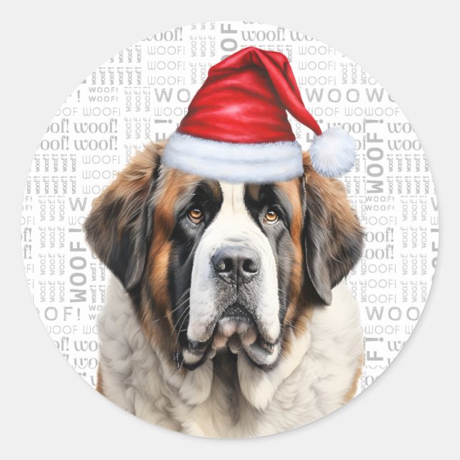Adesivo Holiday Saint Bernard Dog and Woof Art Christmas (Frente)