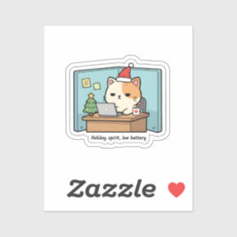 Adesivo Holiday Spirit, Low Battery Cat Sticker