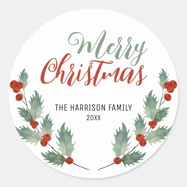 Adesivo Holly Berries Leaf Greenery Natal (Frente)