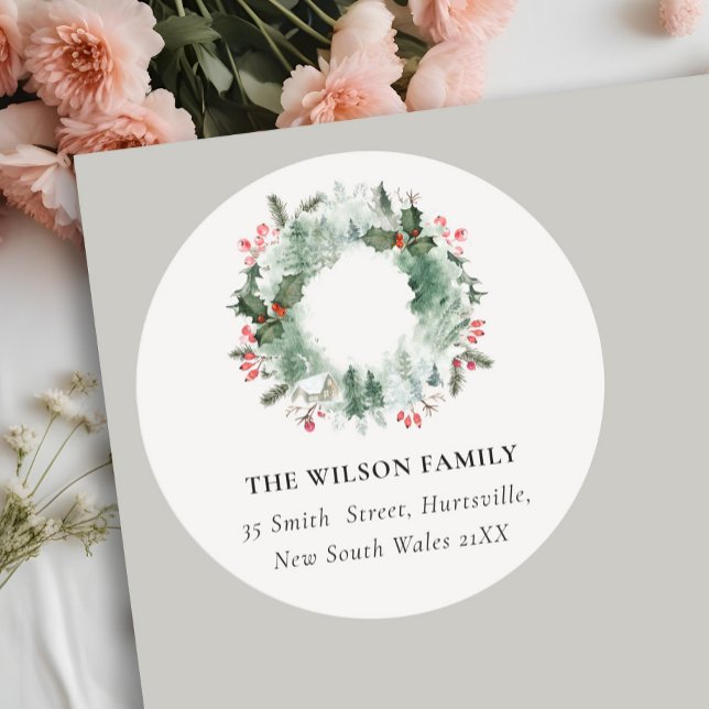 Adesivo Holly Berries Pine Snow Wreath (Criador carregado)