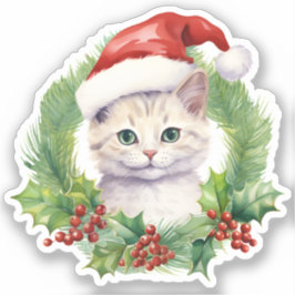 Adesivo Holly Berries Wreath Bonito Gato De Natal Sorriden