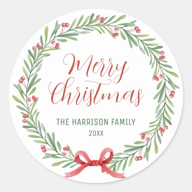Adesivo Holly Berries Wreath Greenery Natal (Frente)