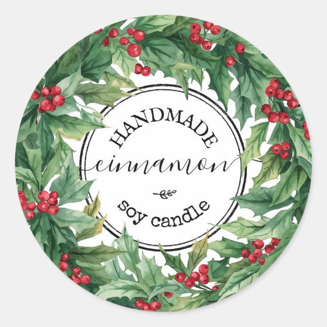 Adesivo Holly Berry mistletoe Script Product Label (Frente)