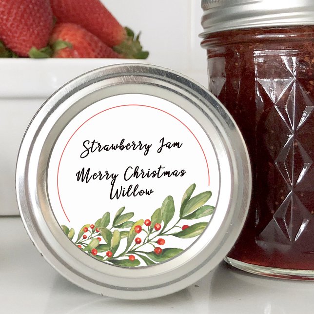 Adesivo Holly Berry Vazio Homemade Jar Canning (Holly Berry Blank Homemade Jar Canning Classic Round Sticker)