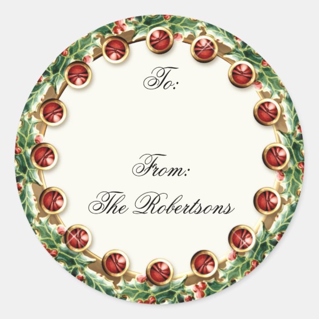 Adesivo Holly Berry Wreath w Jewels Dags de Natal (Frente)