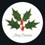 Adesivo Holly Christmas Sticker Feliz Natal<br><div class="desc">Holly Christmas Sticker Feliz Natal</div>